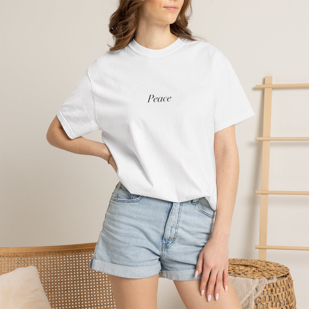 Peace Script Tee | Japanese Torii, Cherry Blossoms, Minimal Zen Design