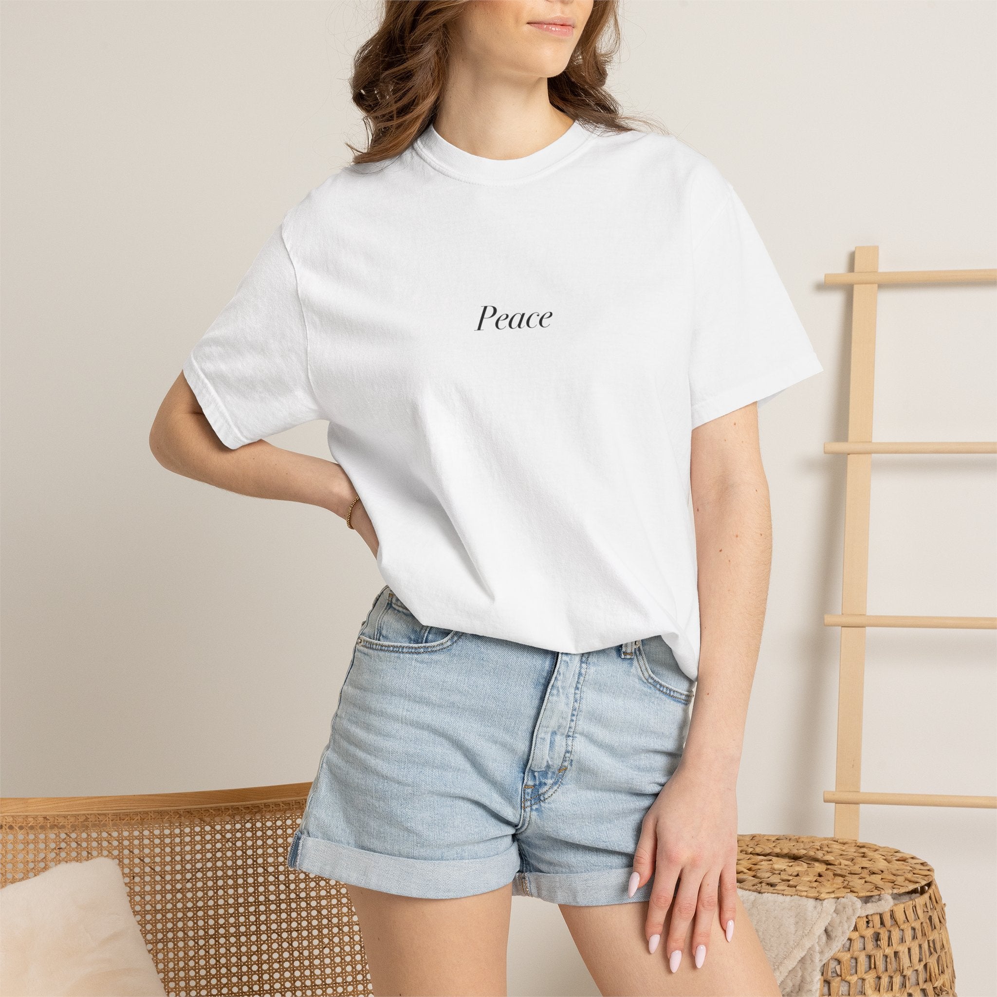 Peace Script Tee | Japanese Torii, Cherry Blossoms, Minimal Zen Design