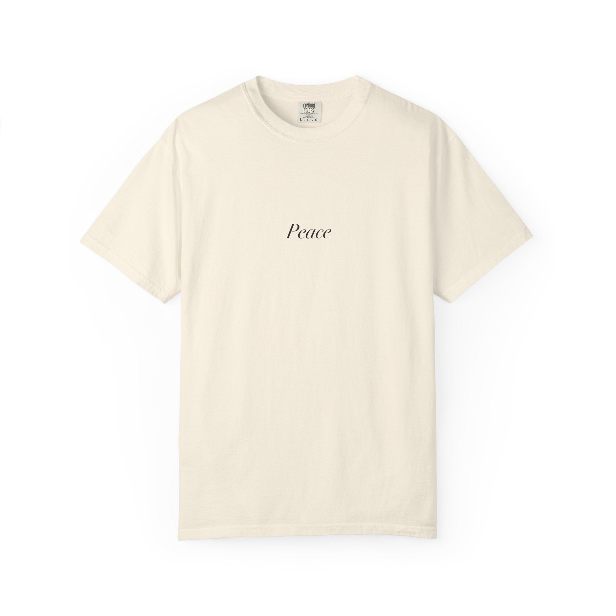 Peace Minimalist T‑Shirt — Japanese Shrine Illustration & Poem Back Print
