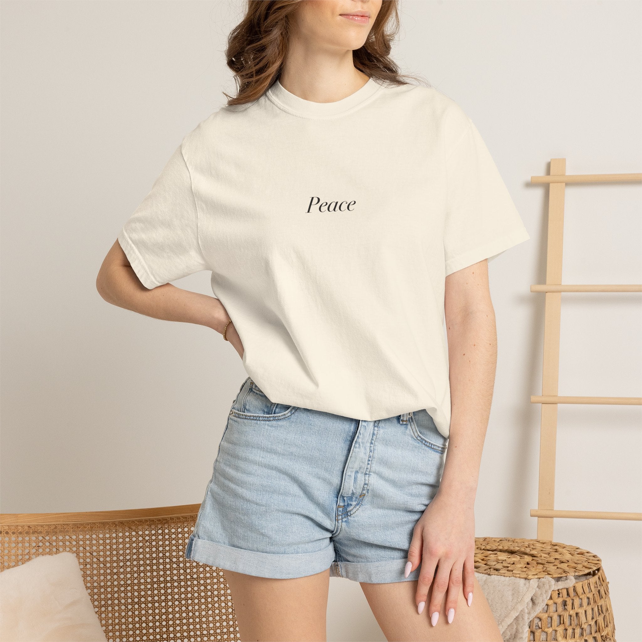 Peace Script Tee | Japanese Torii, Cherry Blossoms, Minimal Zen Design