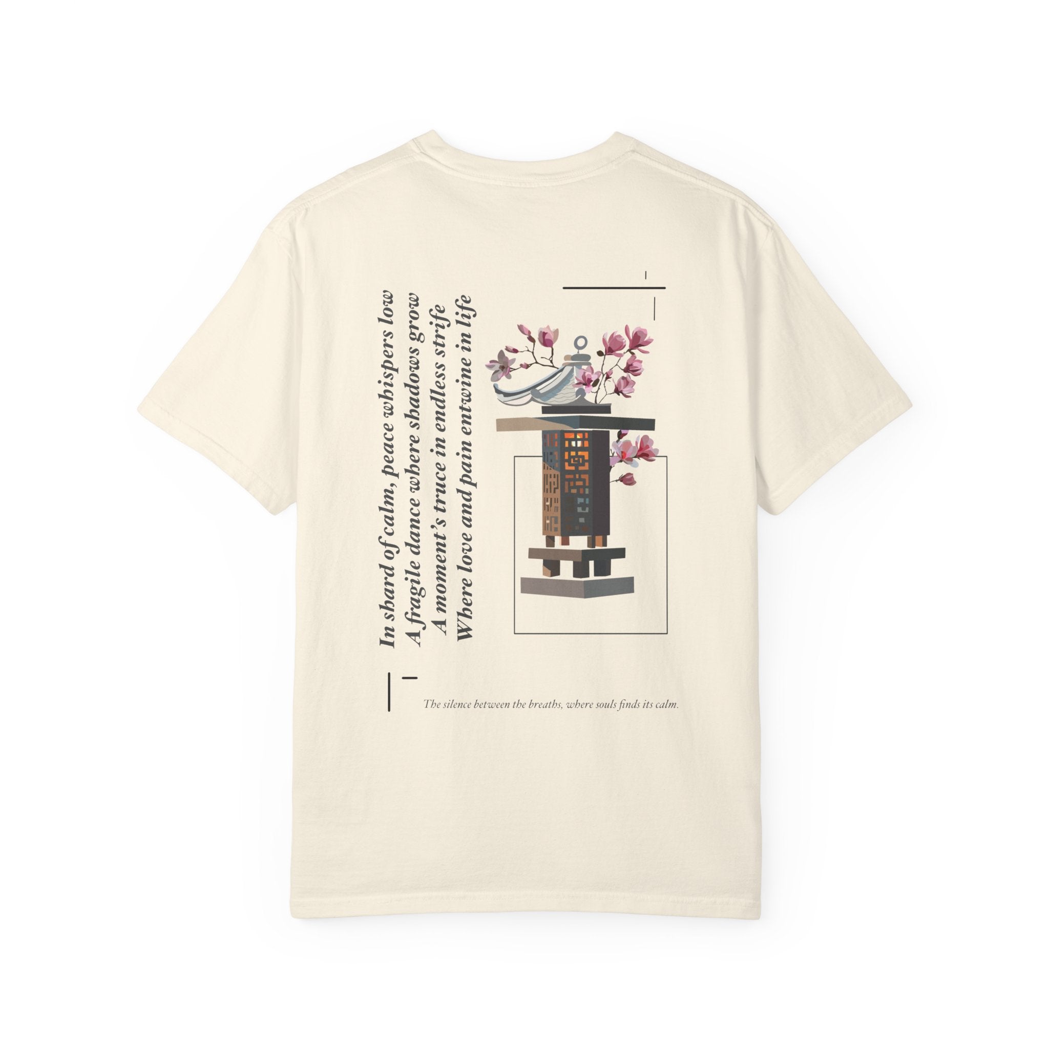 Peace Script Tee | Japanese Torii, Cherry Blossoms, Minimal Zen Design