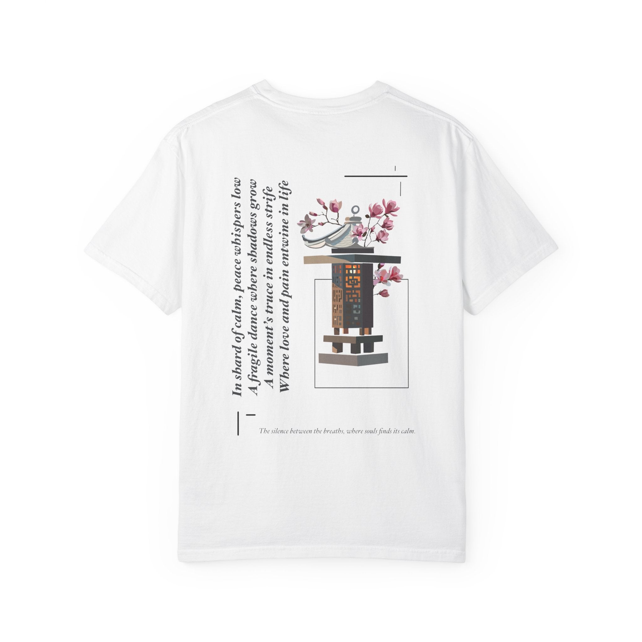 Peace Script Tee | Japanese Torii, Cherry Blossoms, Minimal Zen Design